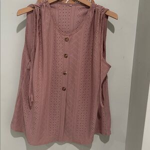Pink Sleeveless Button-Up Top